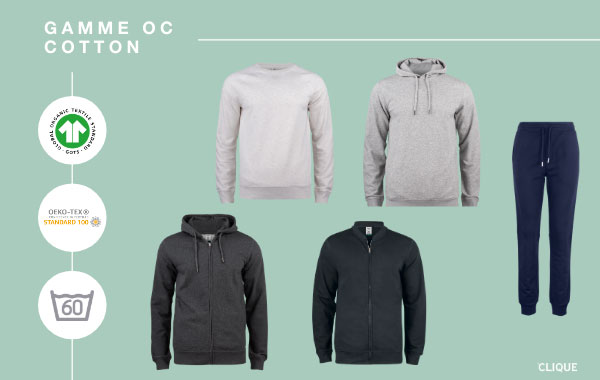 Gamme Sweatshirt Cardigan Jogging en coton issu de l'agriculture biologique