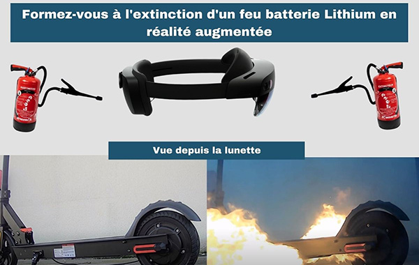 Formation à l'extinction des feux de batterie lithium en réalité augmentée