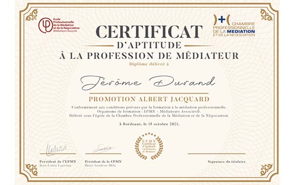 Certificat d'Aptitude à la Profession de Médiateur - CAP'M